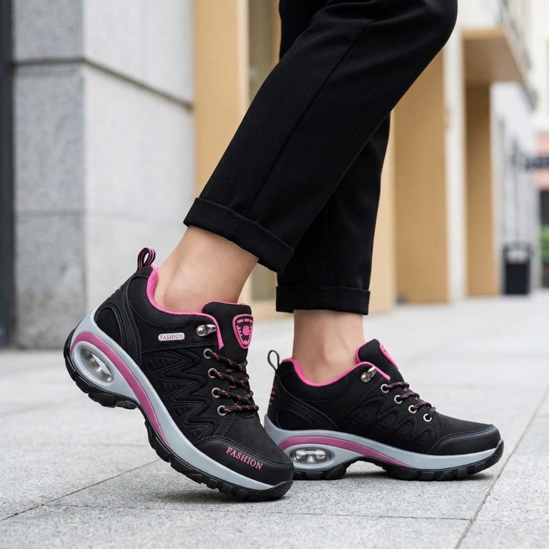 Women's Platform Walking Shoes with Laces and Air Cushioning