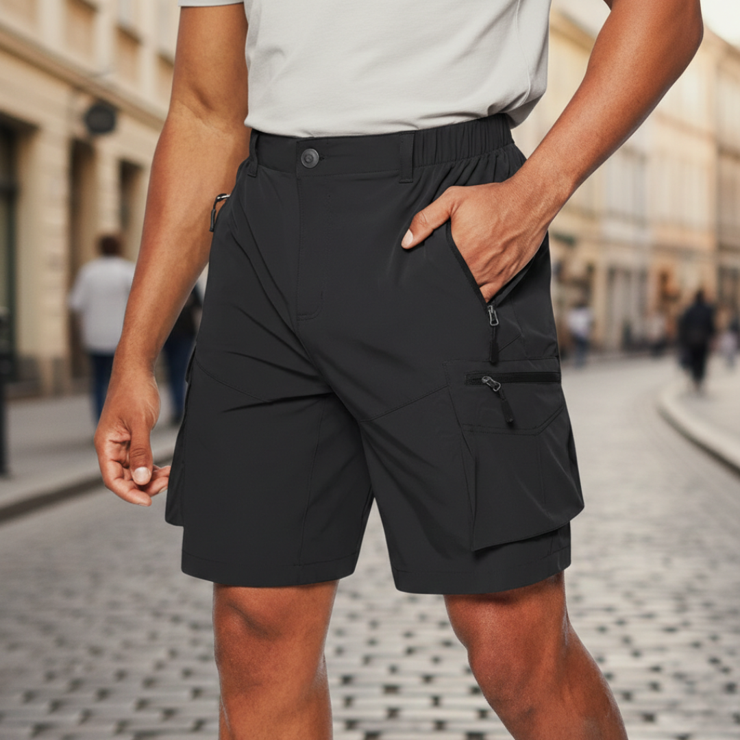 Men's Cargo Bermuda Shorts with Stretch and Water-Repellent Properties
