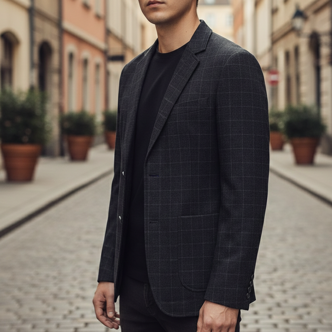 Slim Fit Men's Checkered Blazer