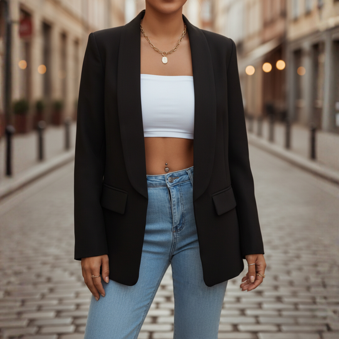 Women's Stretch Fabric Jacket with Long Sleeves and Pockets