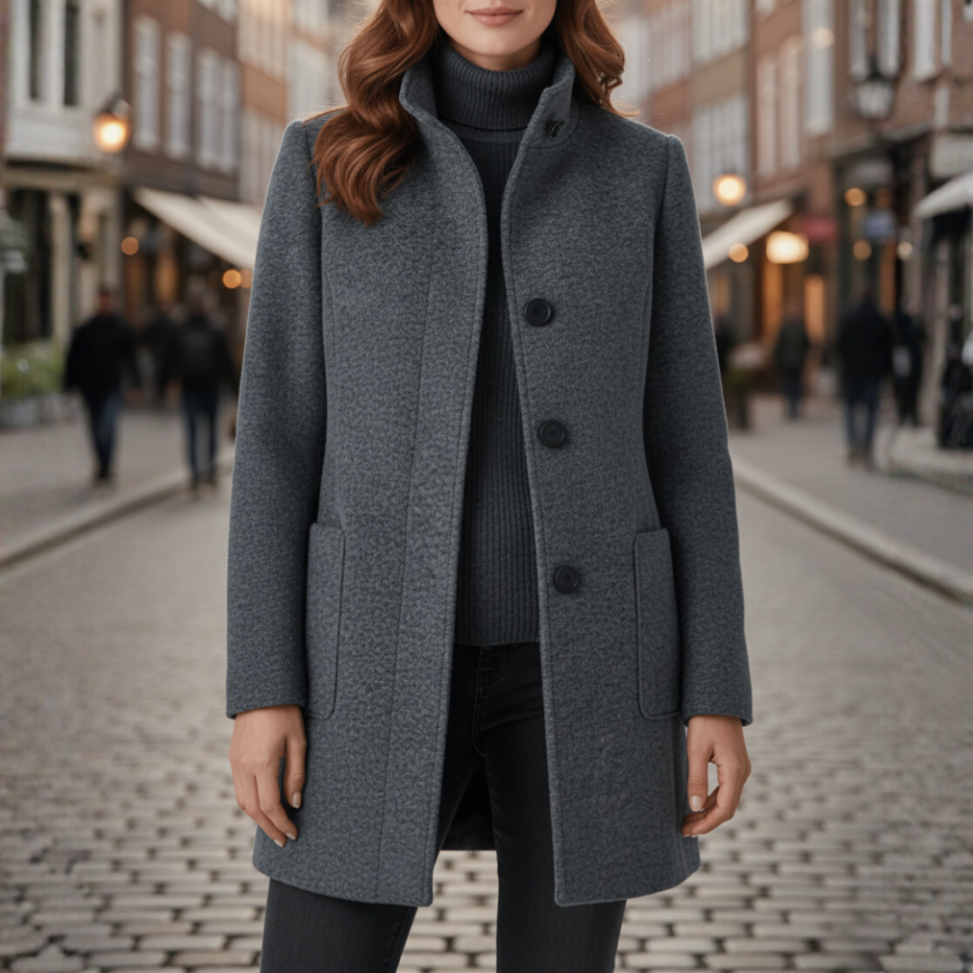 Women's Coat with Black Buttons