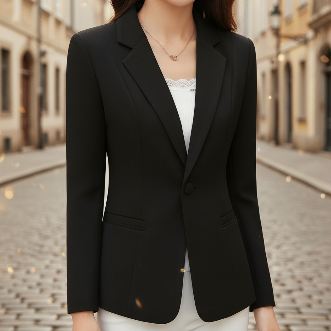 Women's Slim Fit Blazer Jacket with Single Button