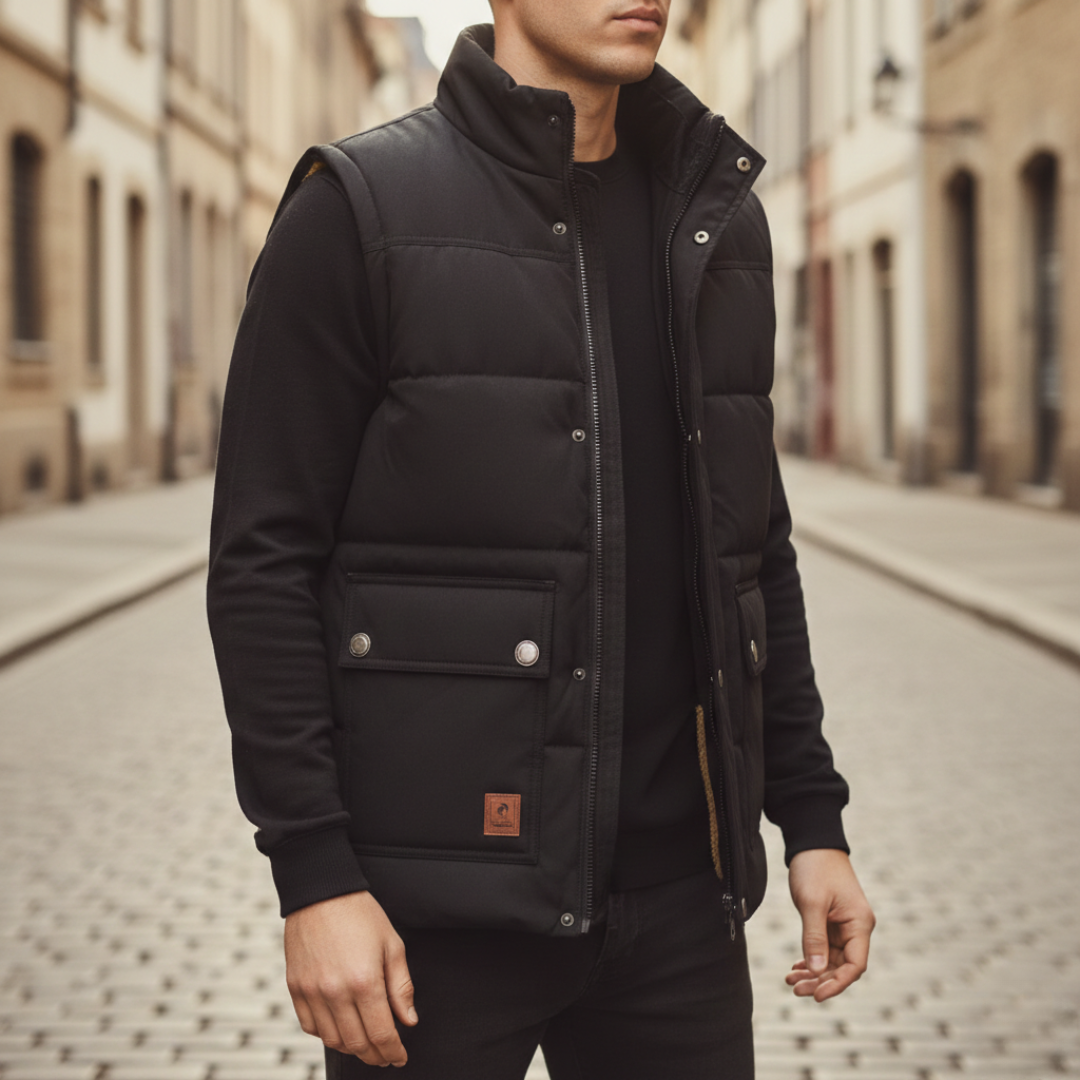 Men's Padded Sleeveless Gilet with Sherpa Lining