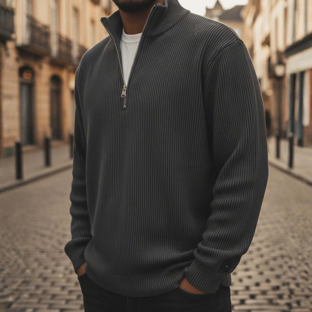Men's High Neck Zip Sweater