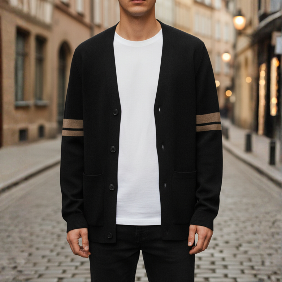 Men's Striped Cardigan – Elegant Winter Jacket