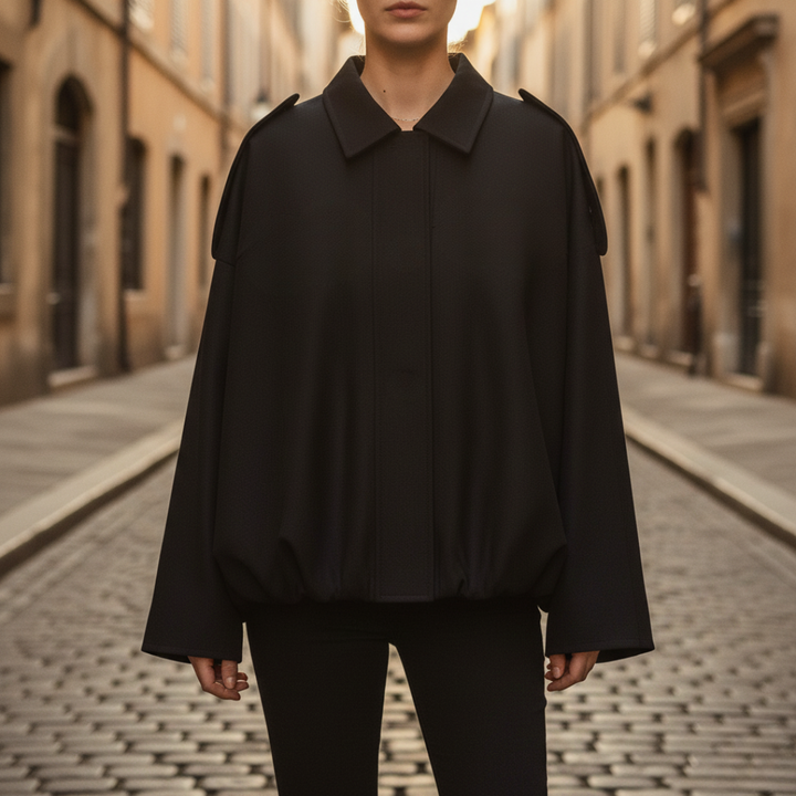 Elegant Oversized Women's Jacket in Mixed Fabric
