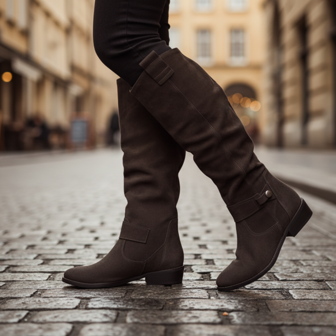 Women's Faux Leather Boots with Zipper