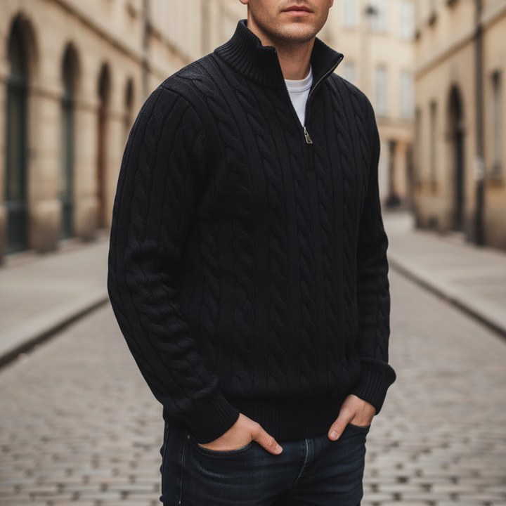 Men's Half Zip Cable Knit Sweater