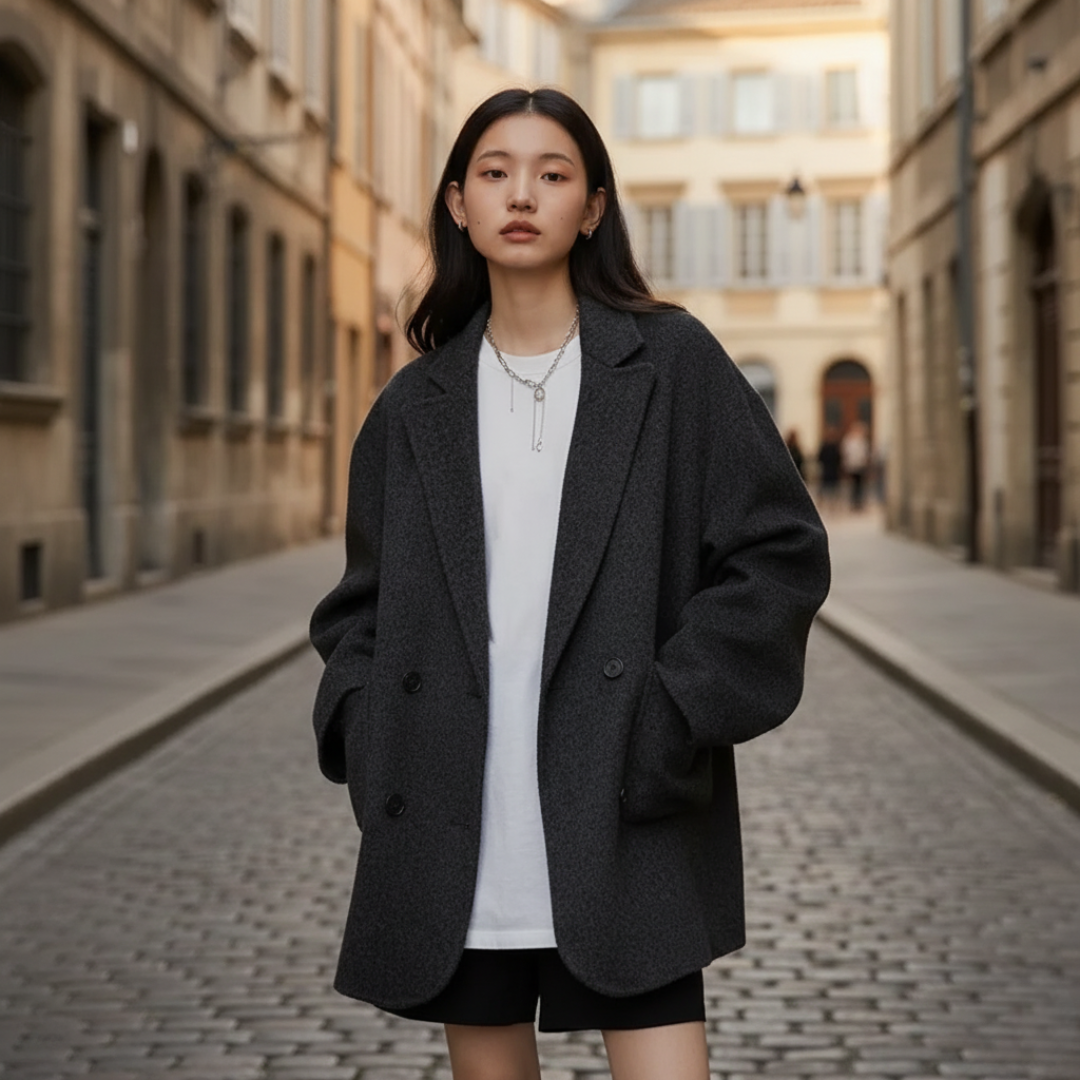 Women's Warm Fabric Classic Collar Jacket
