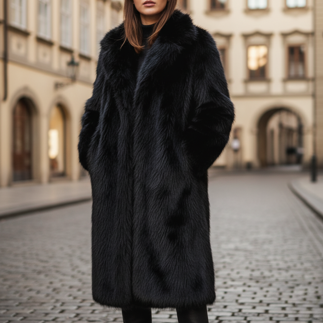 Long Synthetic Fur Coat for Women