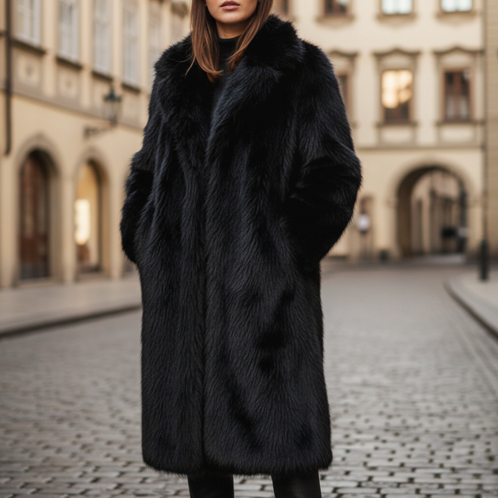 Cappotto lungo in pelliccia sintetica per donna