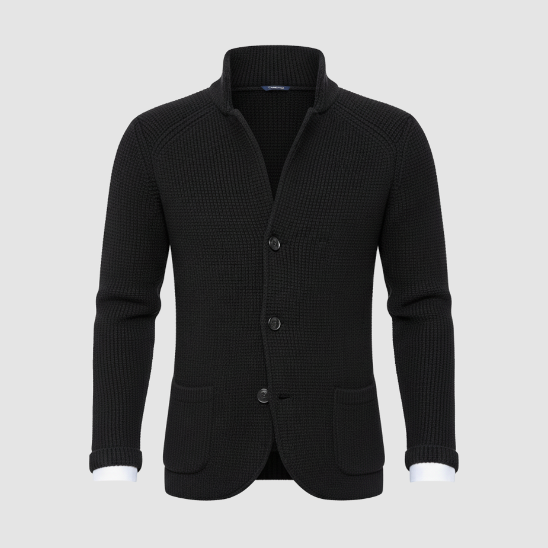 Men's Double-Breasted Coat with High Collar