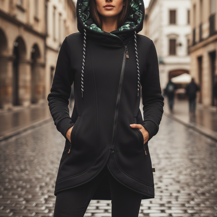 Women's Hooded Zip Jacket - Casual Winter Jacket
