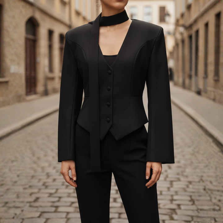 Blazer aderente da donna con scollo a V