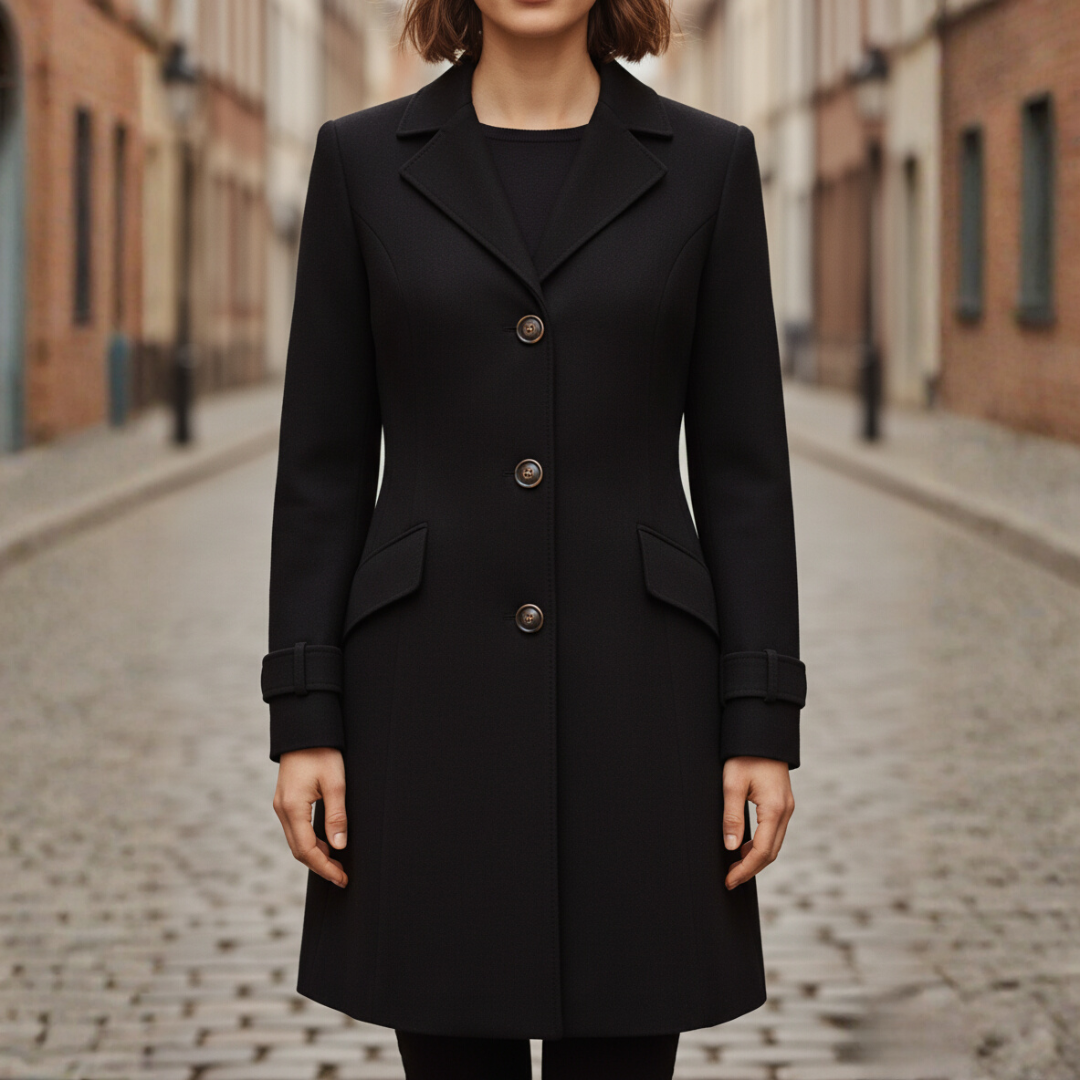 Women's Long Coat with Classic Collar