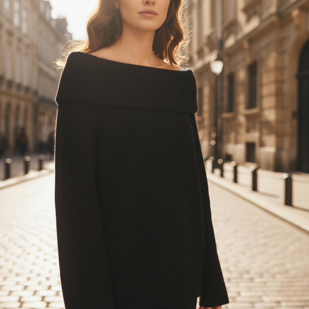 Women's Ribbed Off-Shoulder Top with Mixed Fabrics