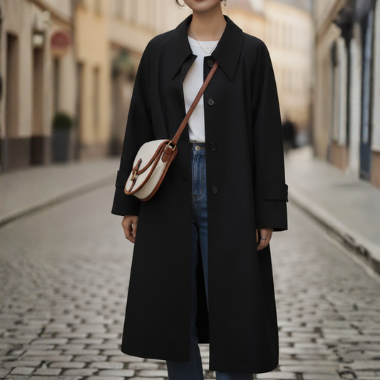 Long Oversized Women's Trench in Lightweight Fabric