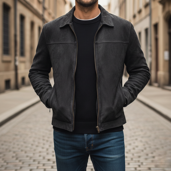 Men's Synthetic Leather Jacket with Zipper