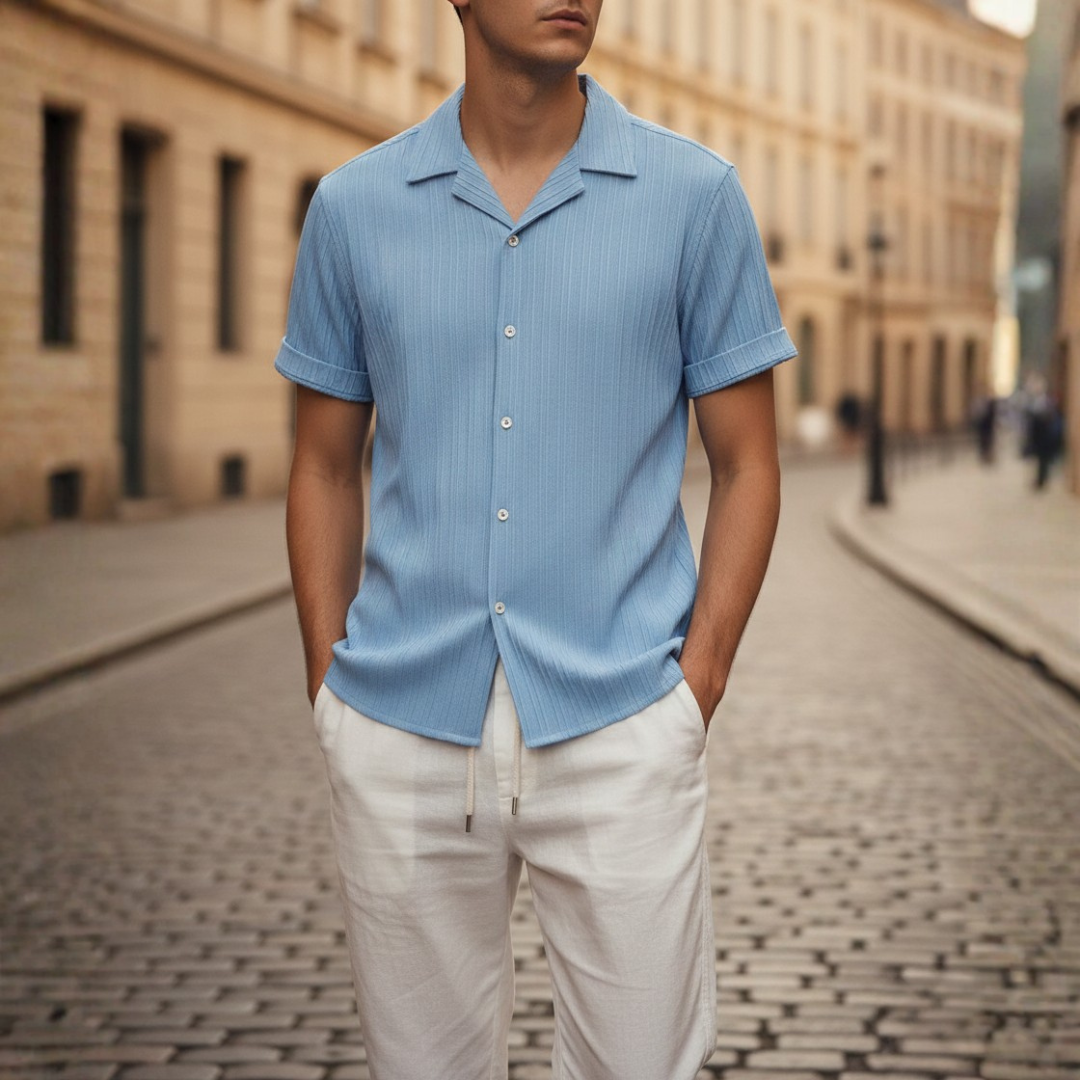 Men's Summer Coordinated Ribbed Shirt and Pants Set