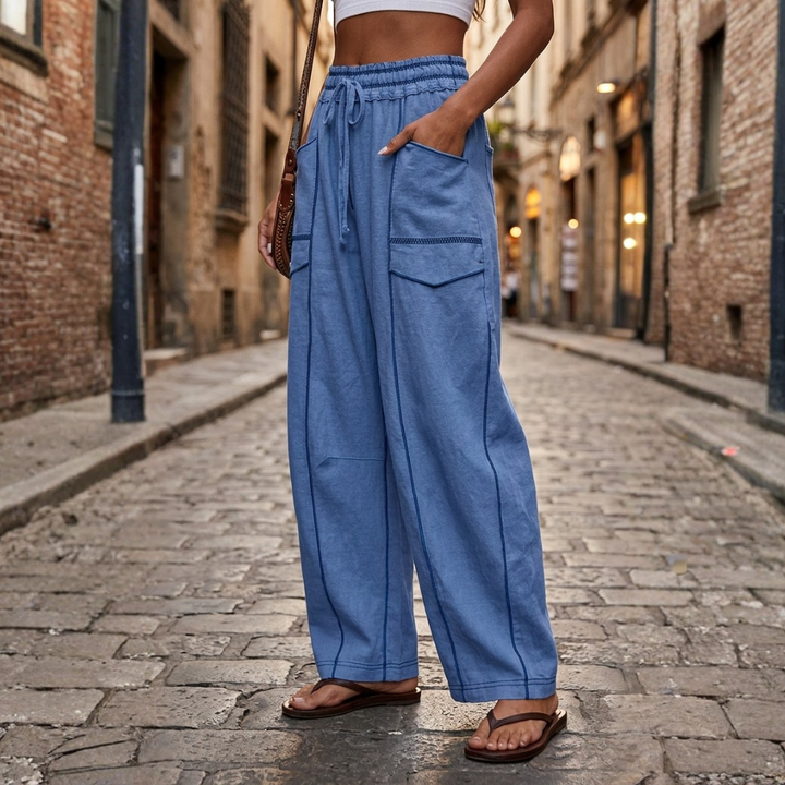 Pantaloni jogger a gamba larga da donna