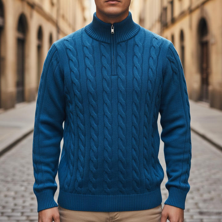 Men's Half Zip Cable Knit Sweater