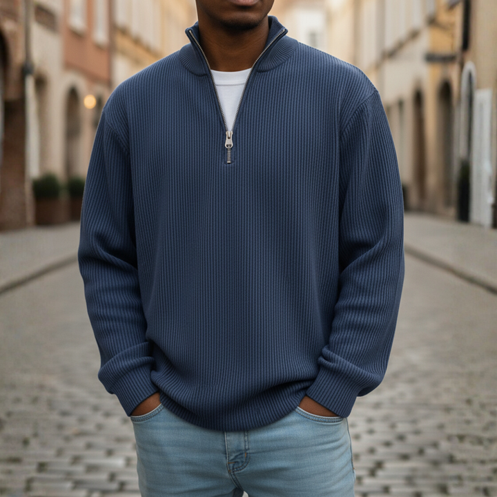 Men's High Neck Zip Sweater