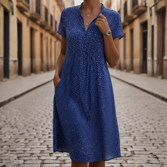 Women's Lightweight Polka Dot Shirt Dress | Relaxed Summer V-Neck Style 1