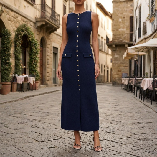 Women's Ribbed Knit Maxi Dress | Elegant Sleeveless Summer Dress 1