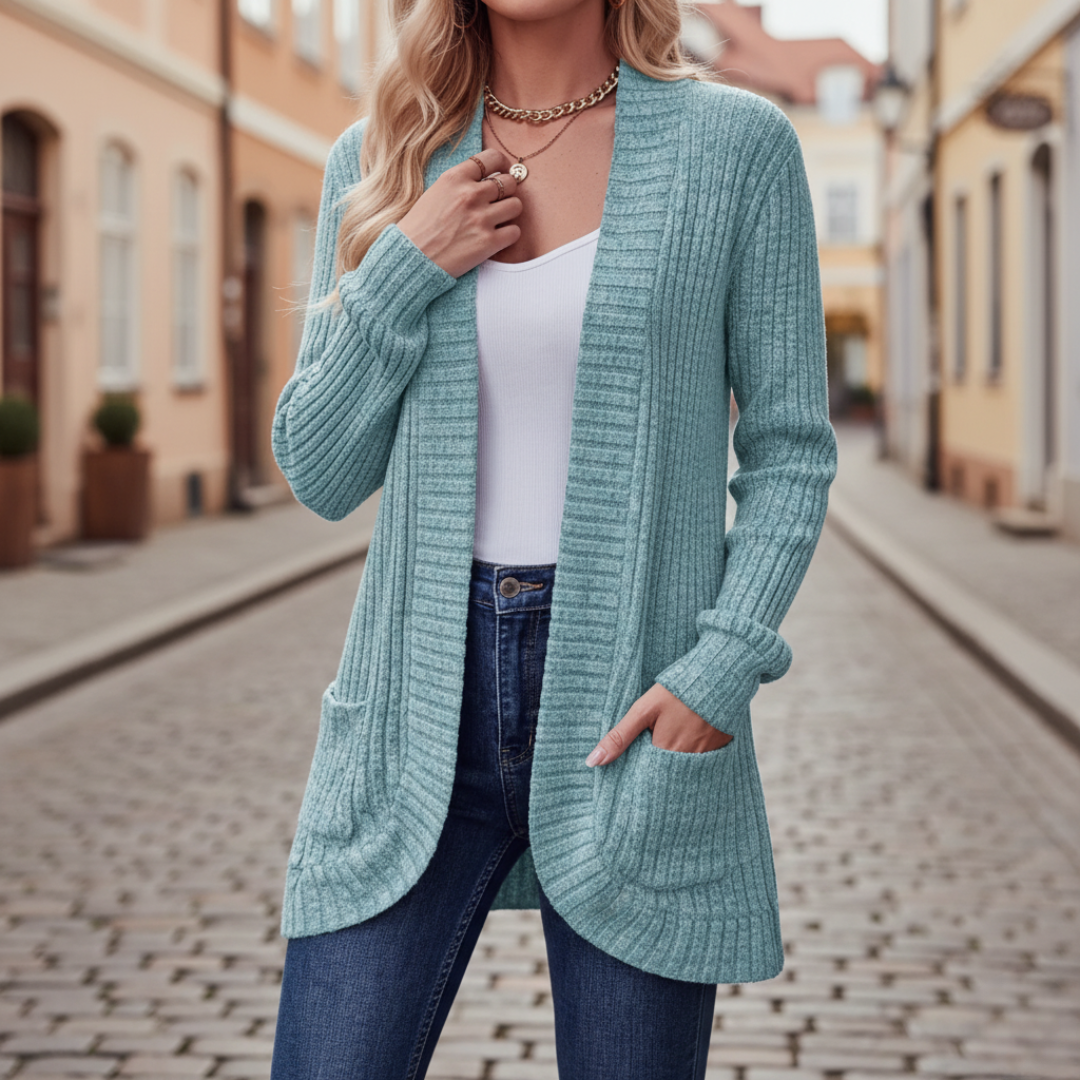 Women's Knitted Cardigan with Pockets Available