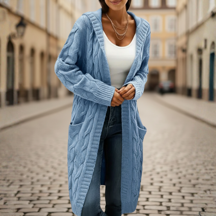 Cardigan lungo da donna con tasche