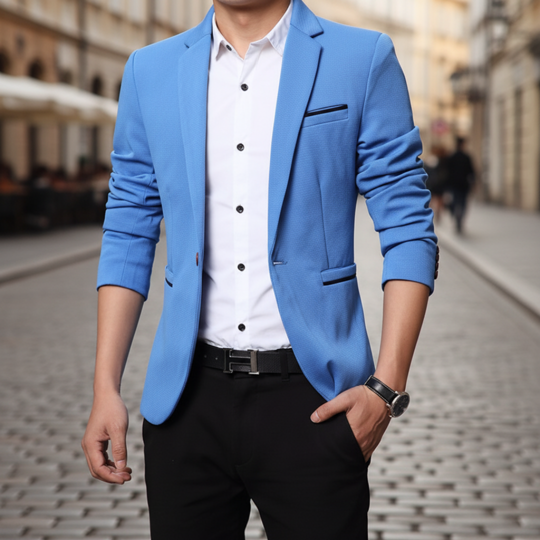 Men's Slim Fit Formal Blazer Light Blue
