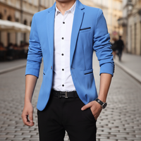 Blazer formale slim fit azzurro da uomo
