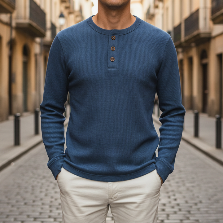 Men's Long Sleeve Henley Knit Shirt