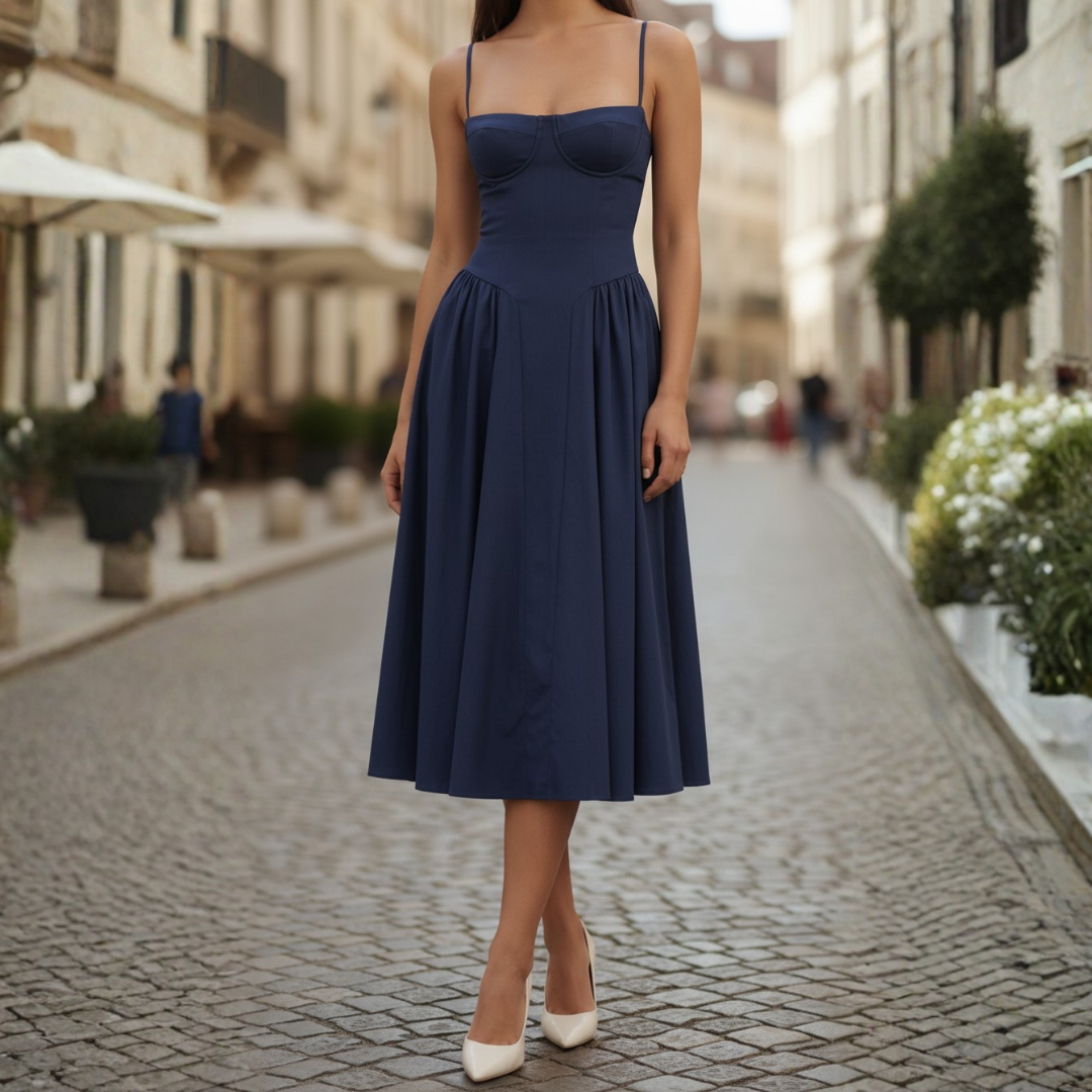 Women’s Midi Bodycon Dress with Corset Bodice