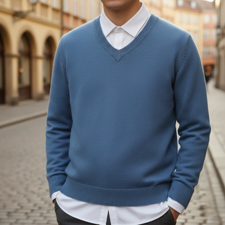 Men's Solid V-Neck Sweater