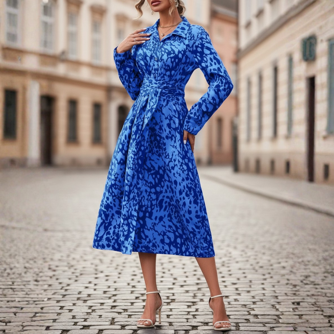 Women's Midi Dress with Belt and Buttons