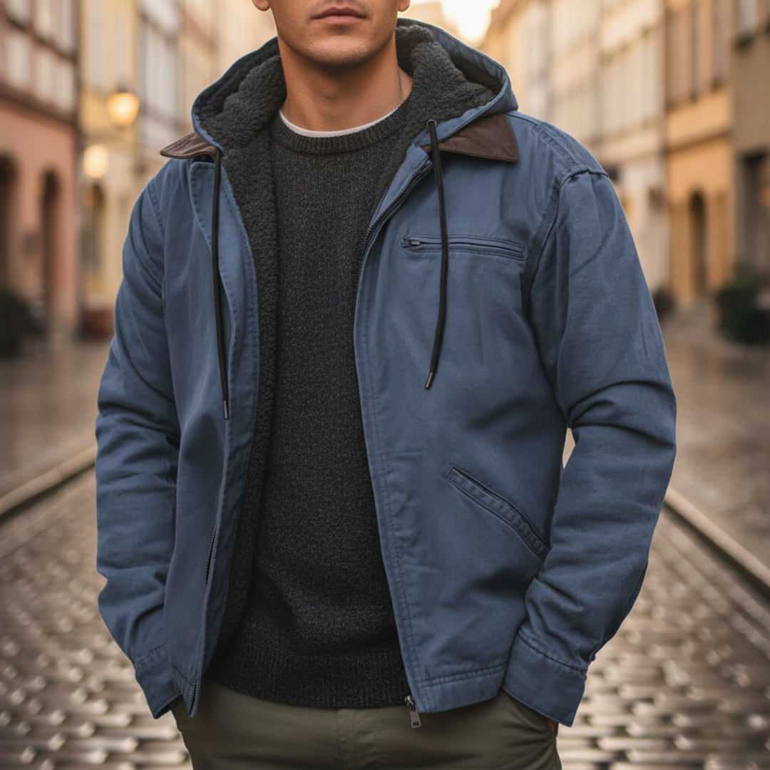 Men's Winter Jacket with Inner Fur, Durable Fabric