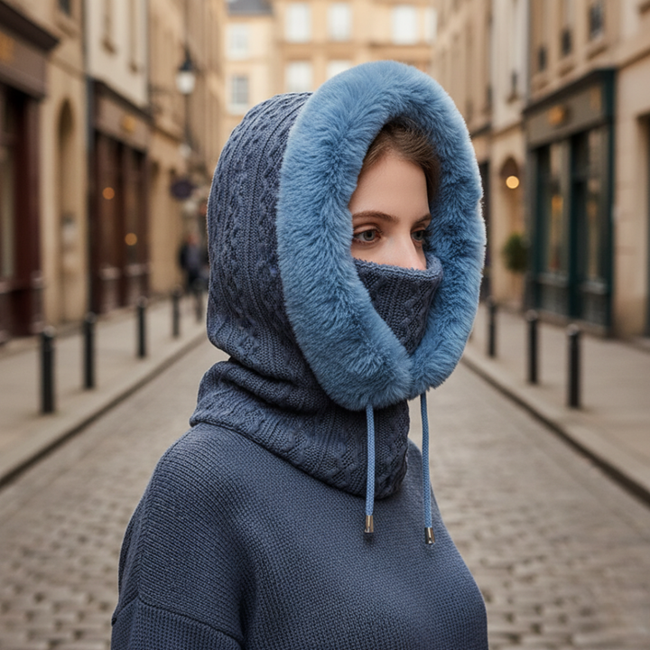 Balaclava invernale morbida da donna con cappuccio