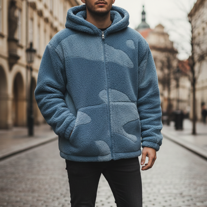 Men's Hooded Jacket with Camo Design