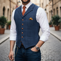 Gilet elegante da uomo monopetto a quadri