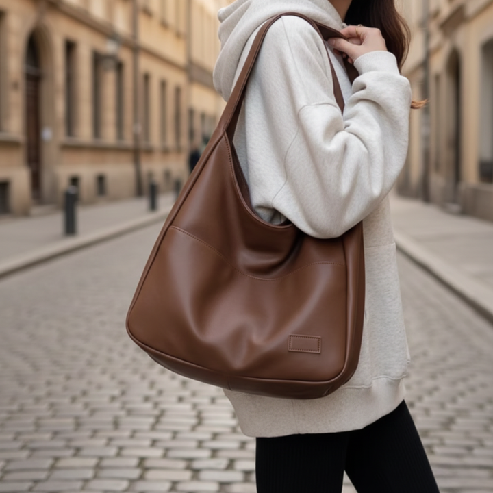 Grande borsa hobo da donna in ecopelle
