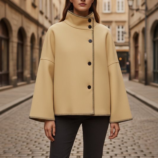 Elegant Oversized Women's Coat in Mixed Fabric