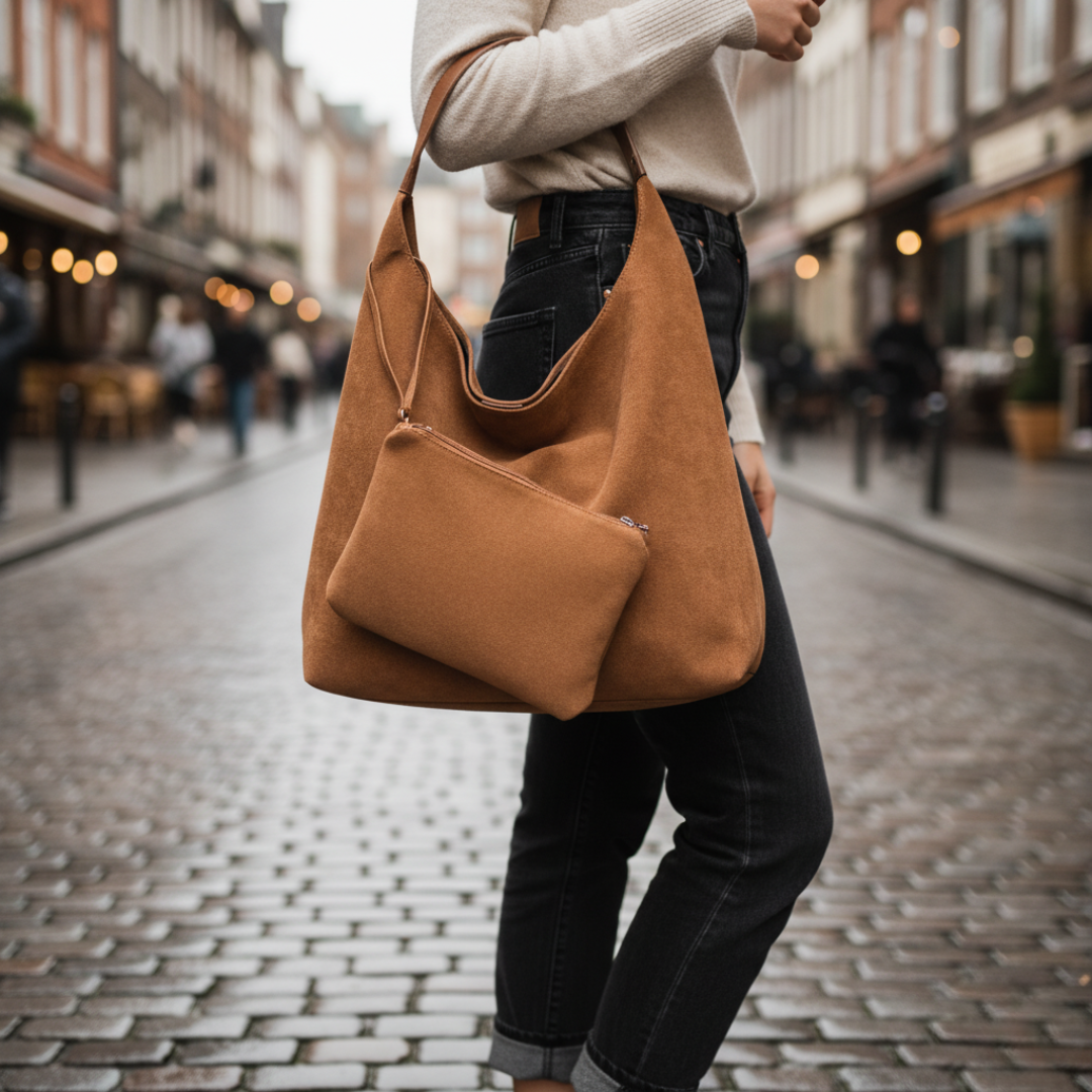 Women's Bag with Handle and Matching Clutch