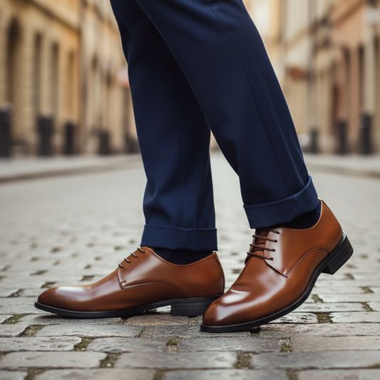 Men's Derby Shoes in Black and Brown Synthetic Leather