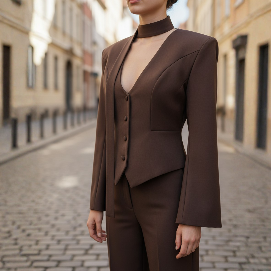 Women's Fitted Blazer with V-Neck