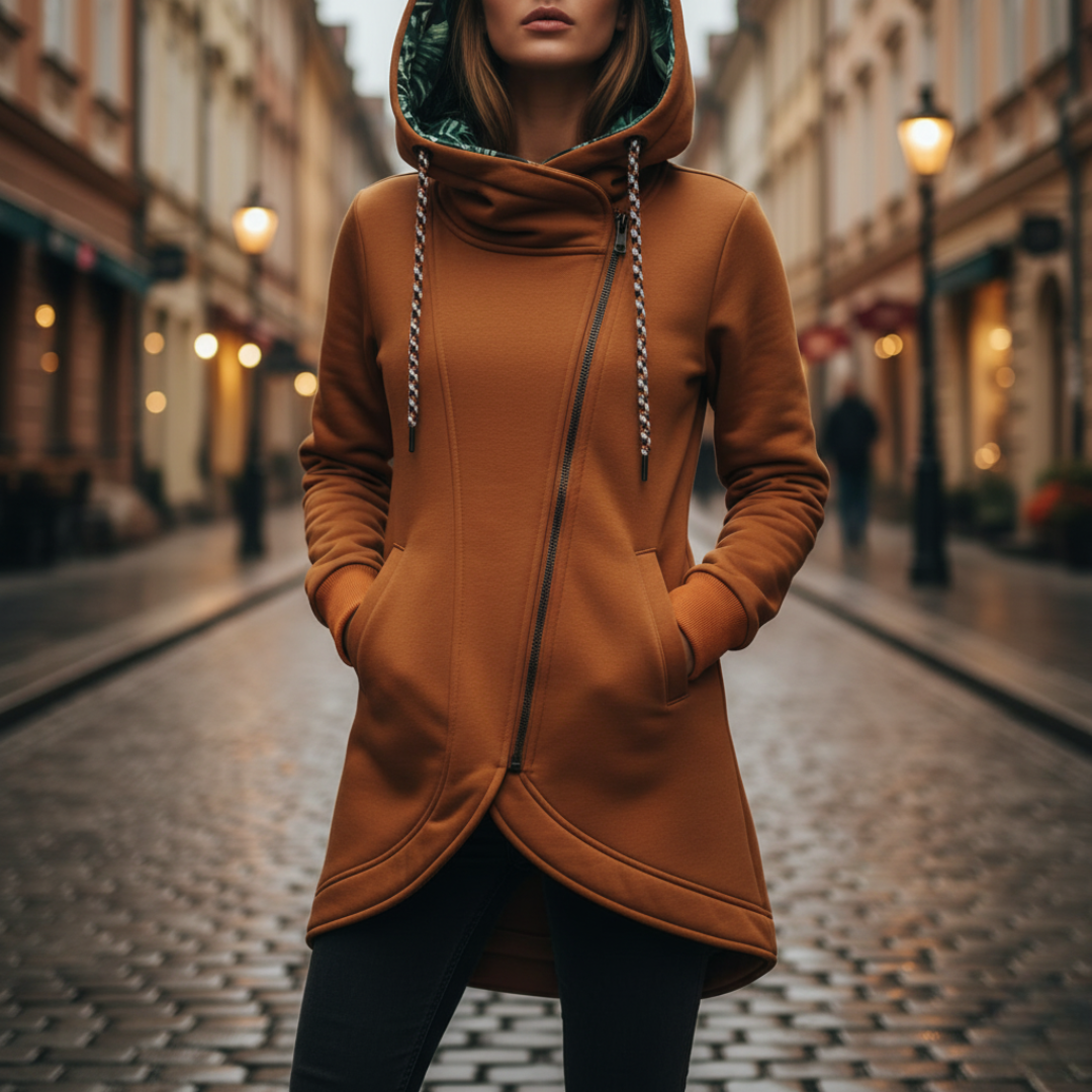 Women's Hooded Zip Jacket - Casual Winter Jacket
