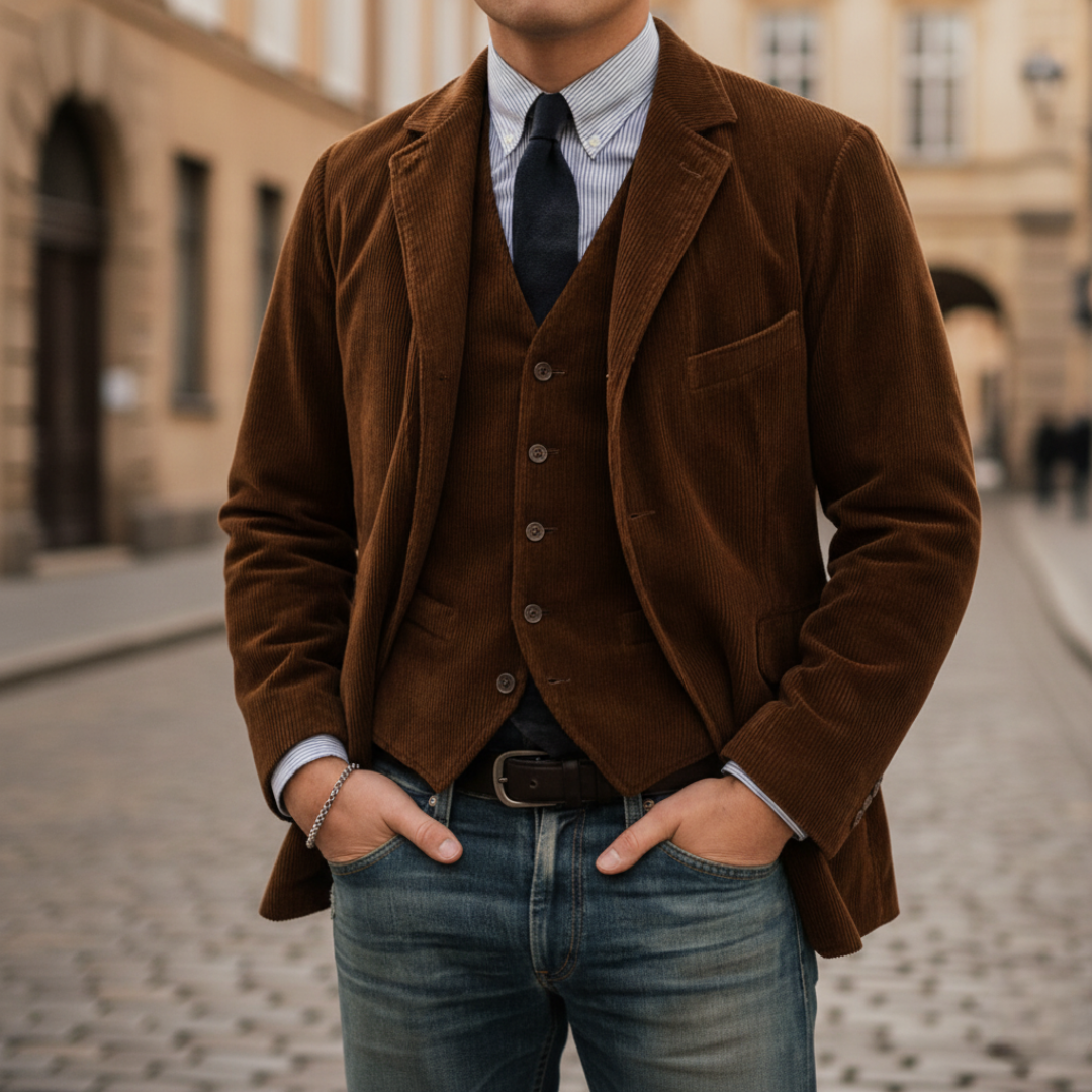 Men's Velvet Jacket with Vest