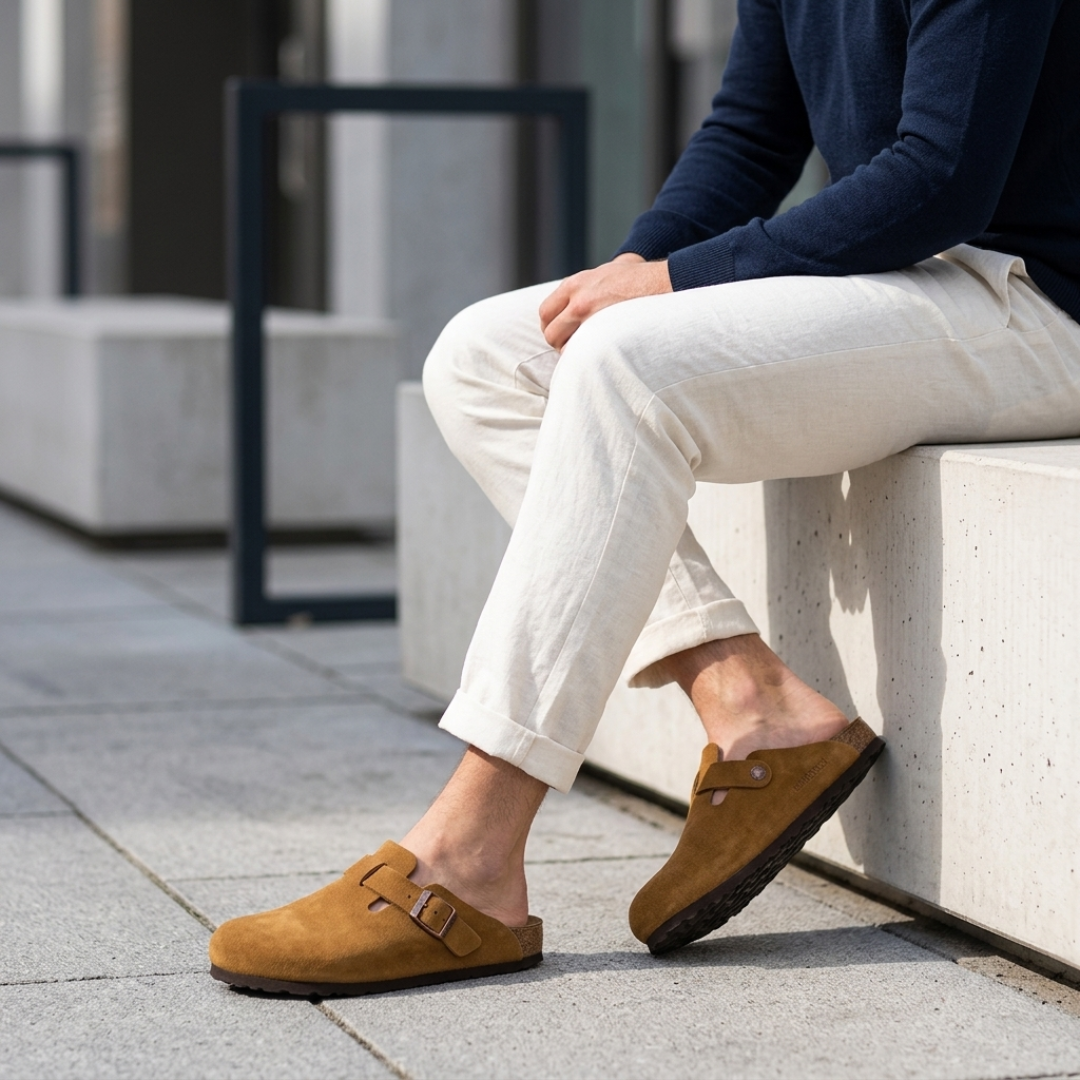 Unisex Low Leather Clogs with Adjustable Buckle