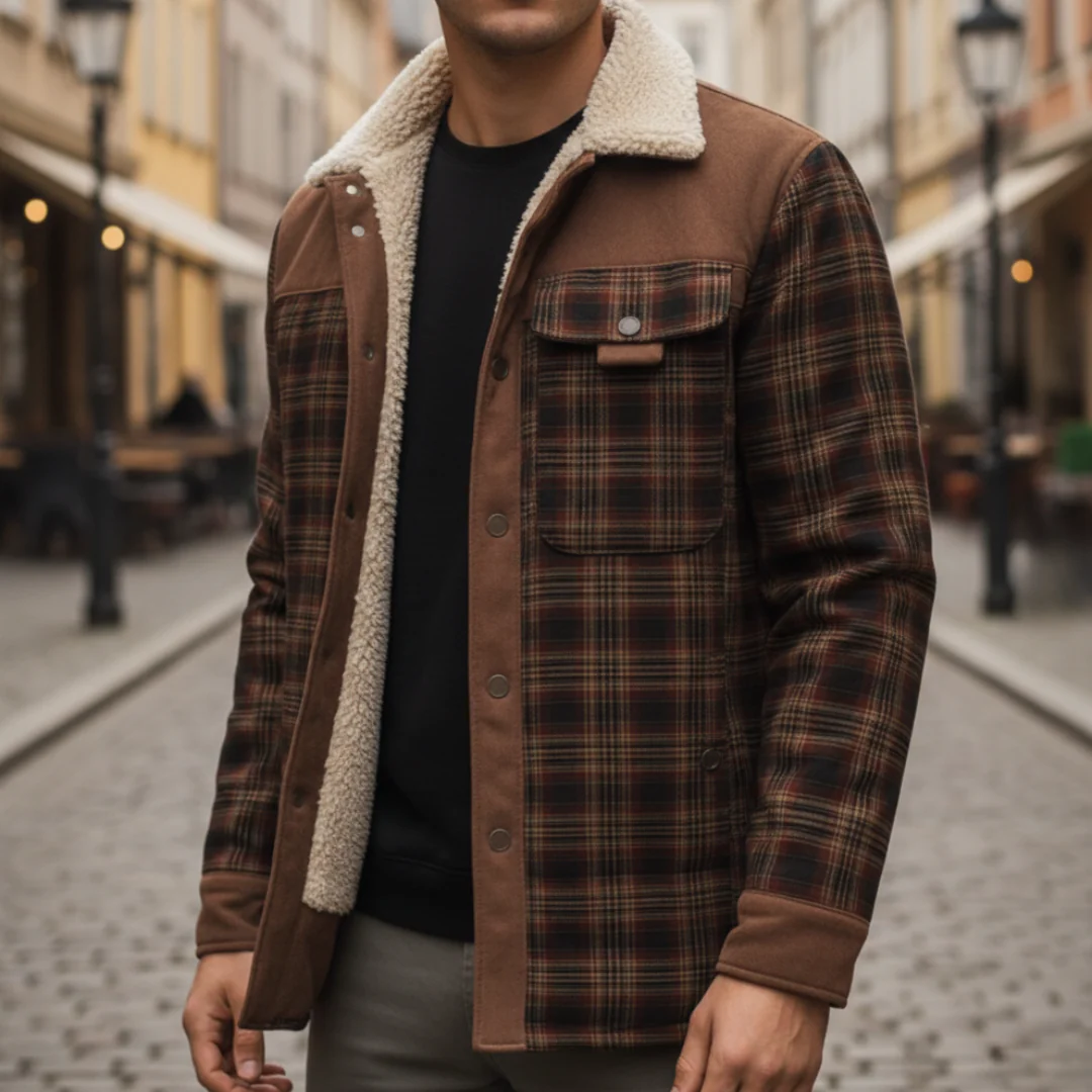 Men's Flannel Jacket with Fleece