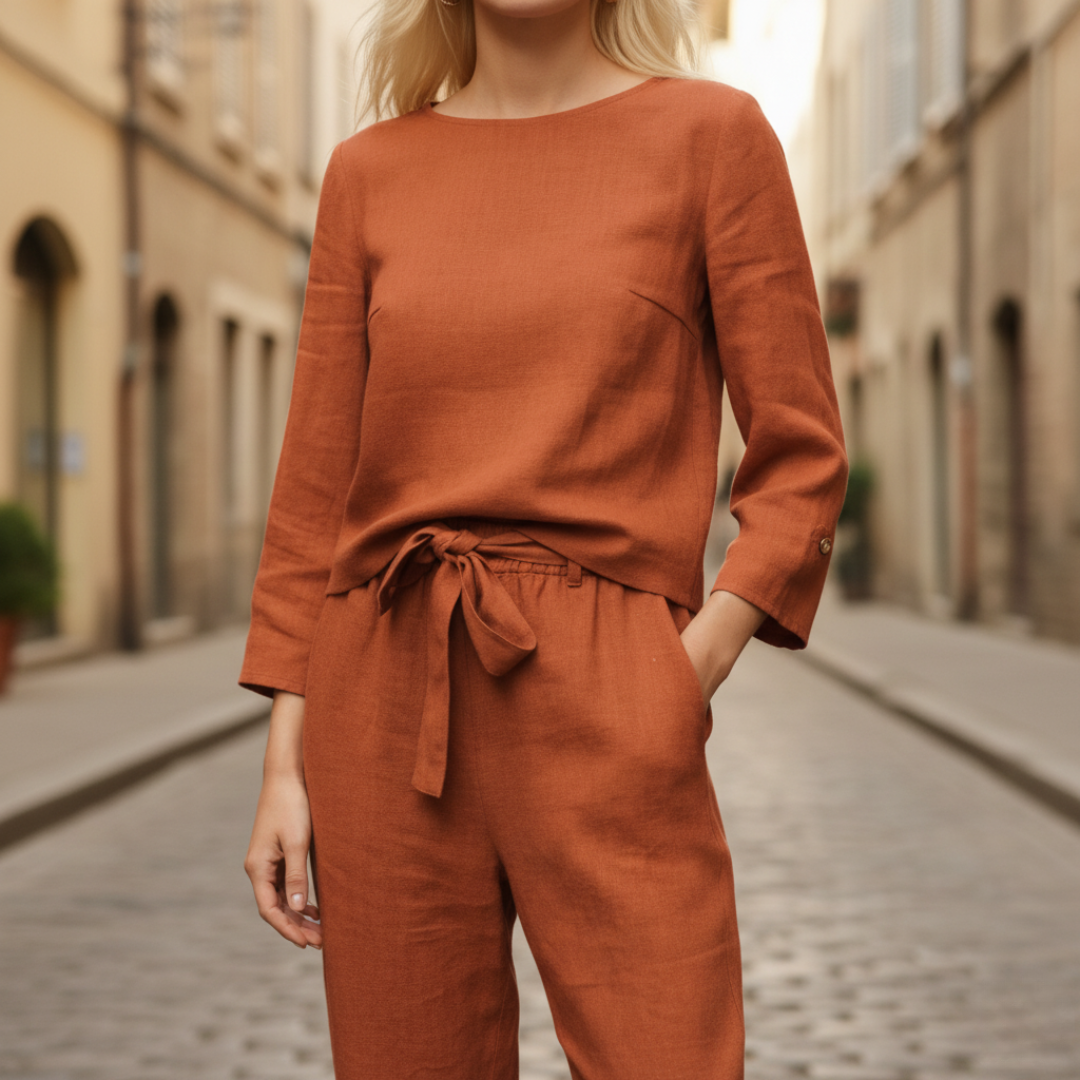 Women's Complete Set: Pants and Top in Soft Fabric Blend